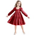 thumbnail image 1 of FDDMis Burgundy Dress Red Dresses Black Long Sleeve Dress Infant Christmas Dress Long Short Dress Hawaiian Dress Girls Christmas Outfits, 12-18 Months, 1 of 9