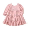 thumbnail image 1 of FDDMis Burgundy Dress Red Dresses Black Long Sleeve Dress Infant Christmas Dress Long Short Dress Hawaiian Dress Girls Christmas Outfits, Pink 12-18 Months, 1 of 6
