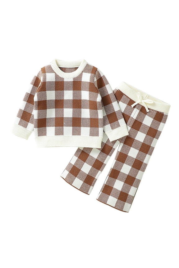 Checkered Baby Outfit Baptism Outfits for Boys Girls Christmas Set Boys Lounge Set Girls Legging Sets Size 7-8 18 Months Girl Clothes 2t Girls