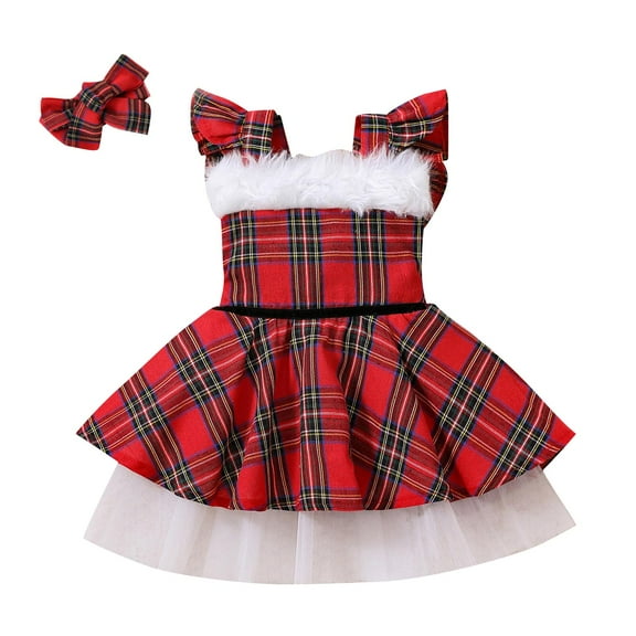 FDDMis Christmas Dress Kids Dress Up Set Olive Green Dress Thanksgiving Outfits for Girls Baby Girl Outfits 9-12 Months Christmas Outfit Toddler 3, Red 12-18 Months