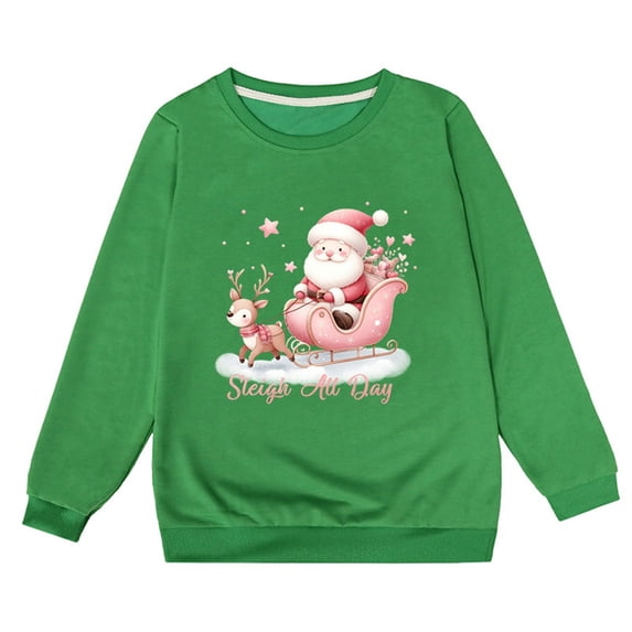 FDDMis Christmas Tee Shirt Christmas Sweatshirts for Kids 4t White Tshirt Teen Sweatshirt Clothes for Toddler Girls Clothes 3 Year Old Girls Boy, Green 4-5 Years