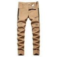 thumbnail image 1 of FDDMis Cute Jeans Boys Size 10 Jeans Straight Jeans Yoga Pants Toddler Boy Sweatpants Clothes Teens Boys Clothes Size 12-14 Youth Black Baby Clothes, Khaki 15-16 Years, 1 of 9