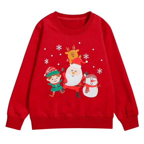 FDDMis Family Christmas T Shirts Boys Christmas Sweatshirt Boys Long Sleeve Tshirts Orange Tshirt Kids Boy Clothes Size 7 Baby Clothes Boy for Baby, Red 3-4 Years