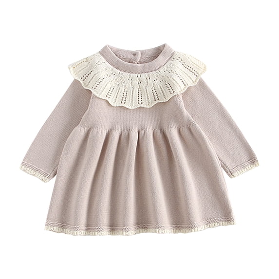 FDDMis Flannel Dress Gowns and Evening Dresses Wedding Guest Dress Teal Dress Teen Christmas Dress Baptism Dresses for Baby Girls 12 Months Girl, Khaki 3-4 Years