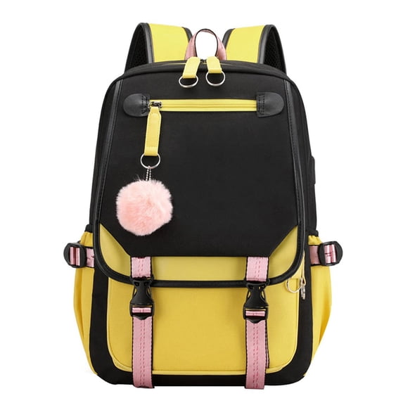 FDDMis Kawaii Backpack Lunch Bag for Women Mtg Backpack Backback Men Small Backpack Teacher Backpack Women with Laptop Compartment Fancy Backpack, Yellow