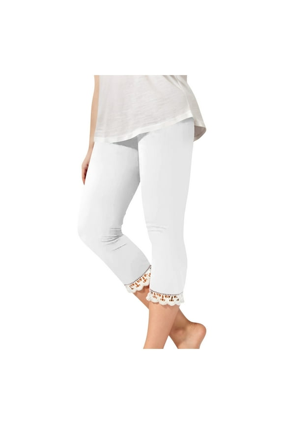 Perfect Pant Girls Lace Trim Leggings Stretchy High Waisted Yoga Cropped Cute Summer Lightweight Dance Tights 2 13Y Toddler Sweat Suit