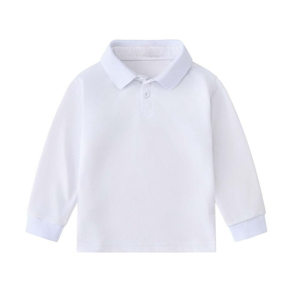 FDDMis Polo Shirts for Boys 5t Long Sleeve Shirts Boys Toddler Long Shirt Sweatshirts for Toddler Boys Gifts for 9 Month Old Girl Gifts Under 30, White 4-5 Years