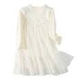 thumbnail image 1 of FDDMis Princess Dress for Girls Mommy and Me Christmas Dresses Green Formal Dress White Dress Long Sleeve Clothes for 3 Year Old Girls Baby Girl, Beige 3-4 Years, 1 of 5
