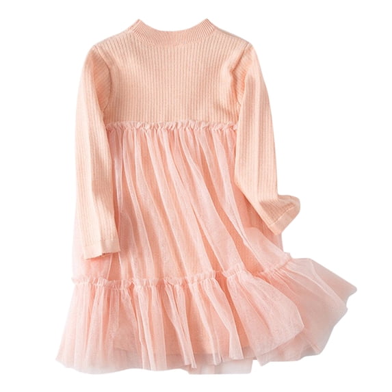 FDDMis Princess Dress for Girls Mommy and Me Christmas Dresses Green Formal Dress White Dress Long Sleeve Clothes for 3 Year Old Girls Baby Girl, Pink 18-24 Months