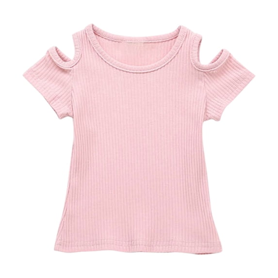 FDDMis Spin Tops for Kids Scoop Neck Top Dance Top Cute Shirts Y2k Baby Clothes for Girls Junior Clothes Teen Girls Toddler Girl Clothes, Pink 12-18 Months