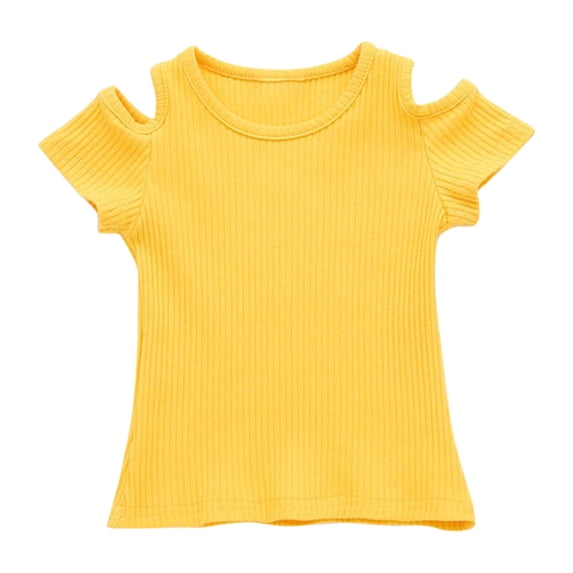 FDDMis Spin Tops for Kids Scoop Neck Top Dance Top Cute Shirts Y2k Baby Clothes for Girls Junior Clothes Teen Girls Toddler Girl Clothes, Yellow 6-12 Months
