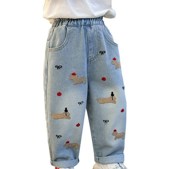FDDMis Studded Jeans High Waist Jeans Boys Sweat Pants Size 8-10 Kids and Baby Clothing 4t Girl Clothes Toddler Clothes for Boys Girls Clothes Size, Light Blue 12-18 Months