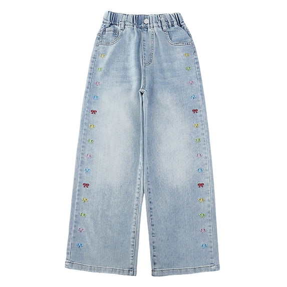 FDDMis Toddler Jeans Football Pants Girls Black Pants 3 Year Old Girl Clothes 12month Girl 12 to 18 Month Girl Tween Girl Trendy Clothes, Blue 11-12 Years