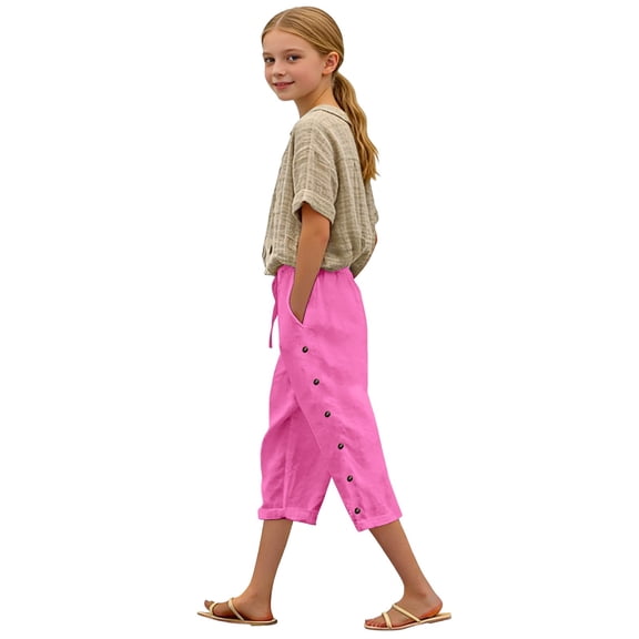 FDDMis Tween Girls Wide Leg Pants Drawstring Waist Loose Trousers for Teen Kids Casual Daily Wear Girls Clothes Trendy Streetwear Outfits Pants for Girls