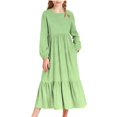 thumbnail image 1 of FDDMis Winter Dresses Black Long Sleeve Dress Party Dress Fall Maxi Dress Girls Dresses Size 14-16 Black Tie Dress 1 Year Old Girl Clothes, Green 6-7 Years, 1 of 7