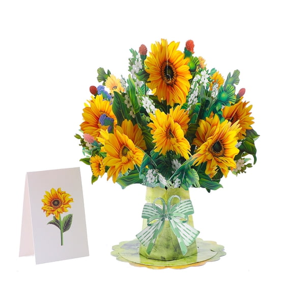 FDEEOM 3D Butterfly Bouquet Greeting Card with Envelope Paper Pop Up Cards, Life Sized Forever Flower Bouquet 3D Popup Greeting Card, Birthday Cards, Thank You Card D