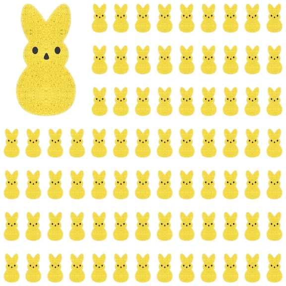 FDEEOM Easter Decorations, 60 pcs Cute Sponges Bunnies Vase Filler, Multicolor Easter Bunnies Vase Stuffer Easters Spring Rabbit Vase Fillers for Tiered Tray andTable Decorations Yellow