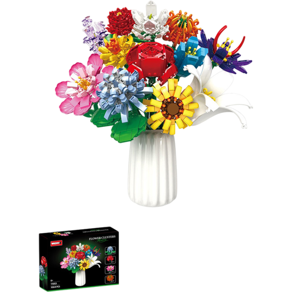 FDEEOM Flower Bouquet Building Blocks Set 1064PCS , 12 Kinds of Flowers Botanical Collection, Assorted Flowers Brick Toys Creative Project for Home Birthday Valentines Day