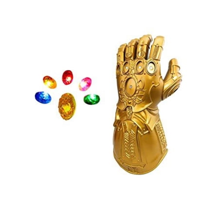 FDEEOM Gold Infinity Gauntlet with Removable Gems Infinity Gloves LED Gem Three Lighting Modes Prop