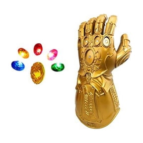 FDEEOM Gold Infinity Gauntlet with Removable Gems Infinity Gloves LED Gem Three Lighting Modes Prop