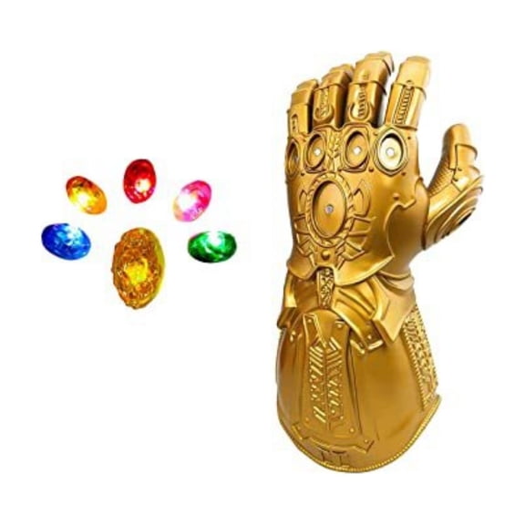 FDEEOM Gold Infinity Gauntlet with Removable Gems Infinity Gloves LED Gem Three Lighting Modes Prop