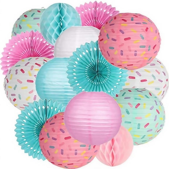 FDEEOM Paper Lanterns Decorative, Round Hanging Paper Lanterns Decorations for Rustic Party Bridal Shower Wedding Sage Green Birthday Party Supplies