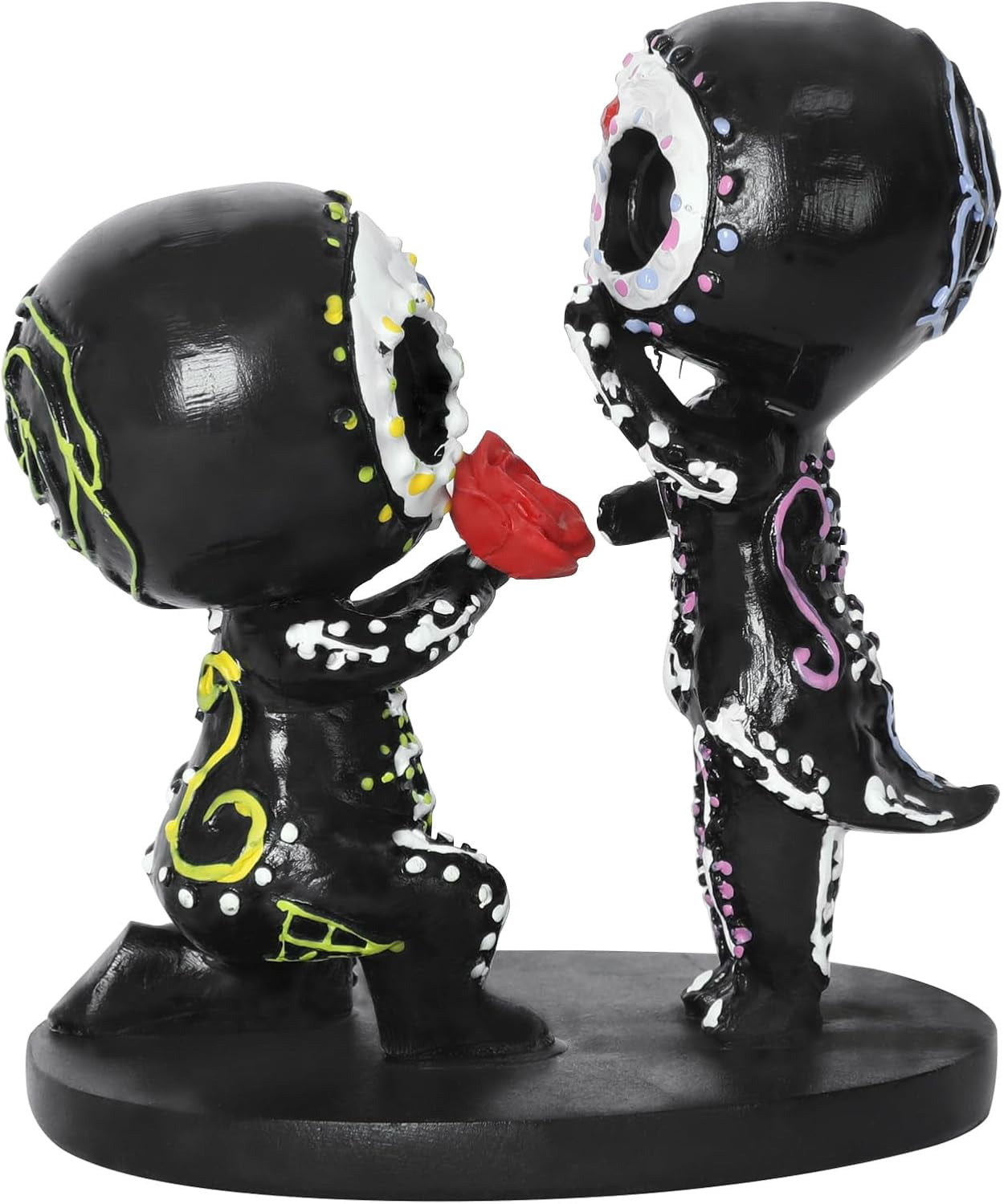 FDEEOM Sugar Skull Couple Figurine Statue Couples Cute Skeleton Mexican ...