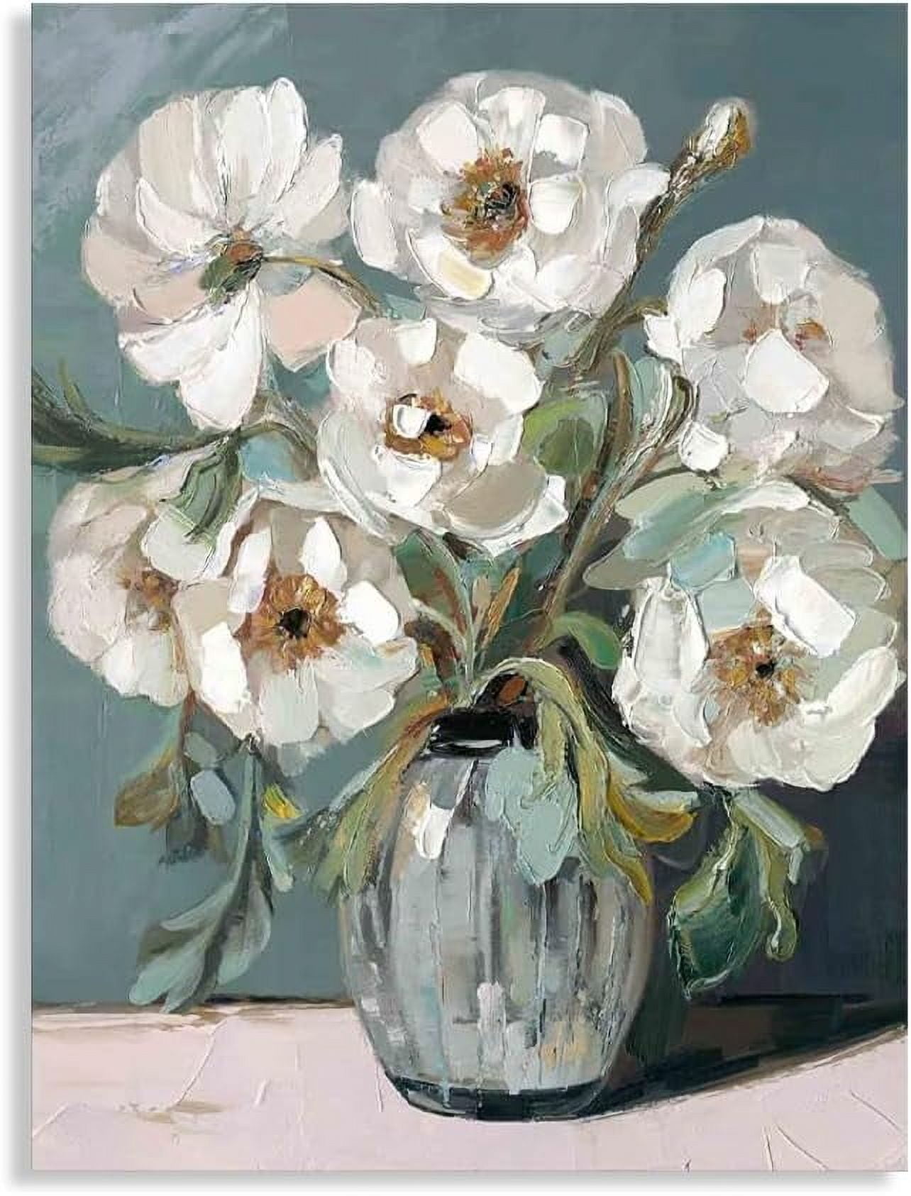 FDFW Farmhouse Blue Floral Wall Art for Living Room Grey and White ...