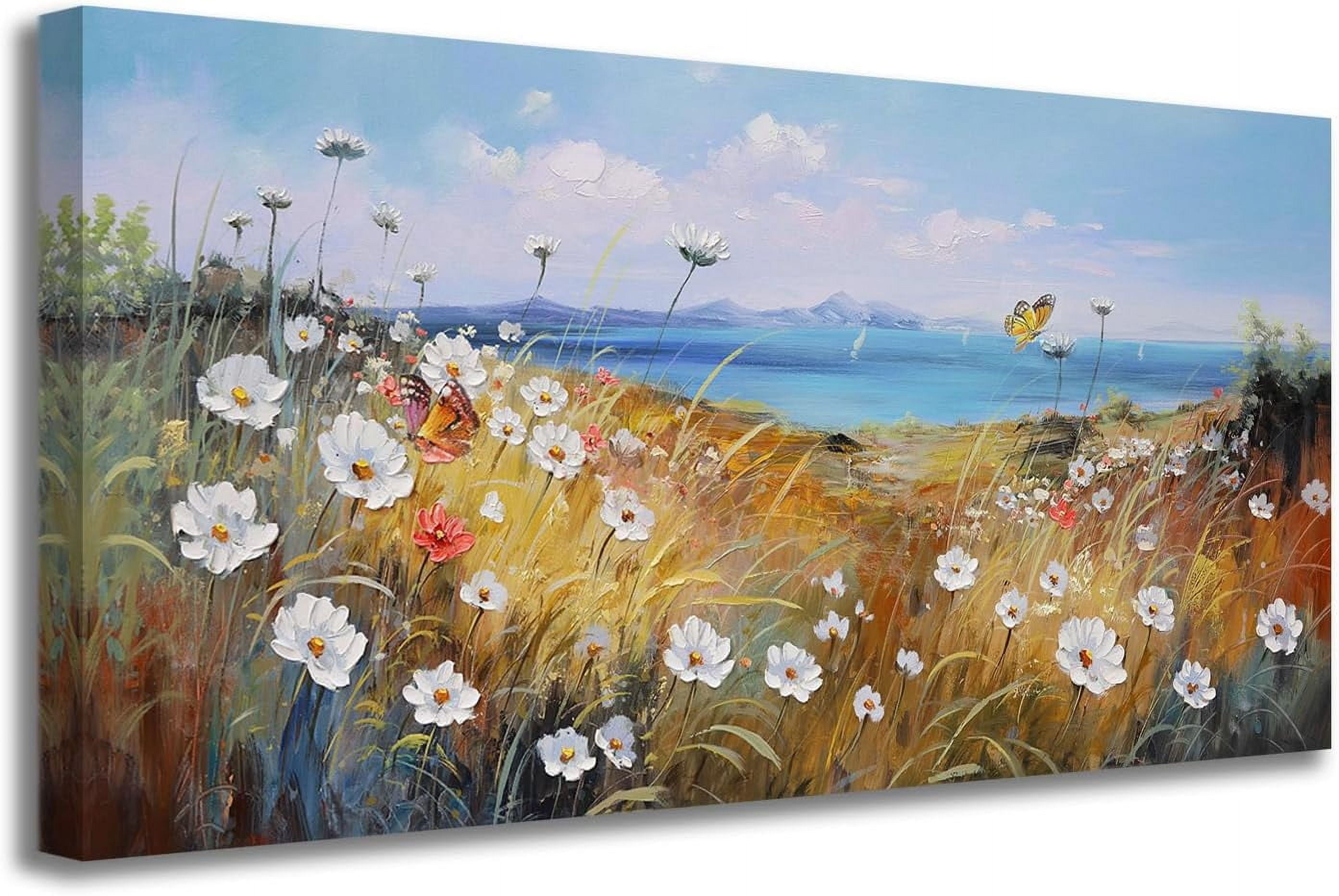 FDFW Flower Canvas Wall Art Nature Floral Landscape Textured Painting ...