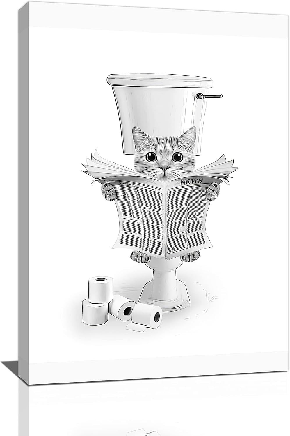 FDFW Funny Cat Bathroom Wall Art Black and White Cat Pictures Wall ...