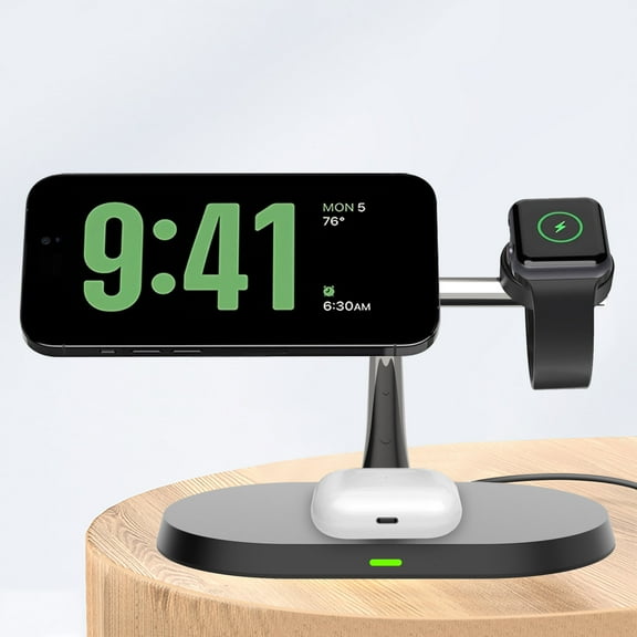 FDGAO 3 in 1 Magnetic Wireless Charger Fast Charging Station Stand for iPhone 15 14 13 12 Series AirPods Pro Apple Watch