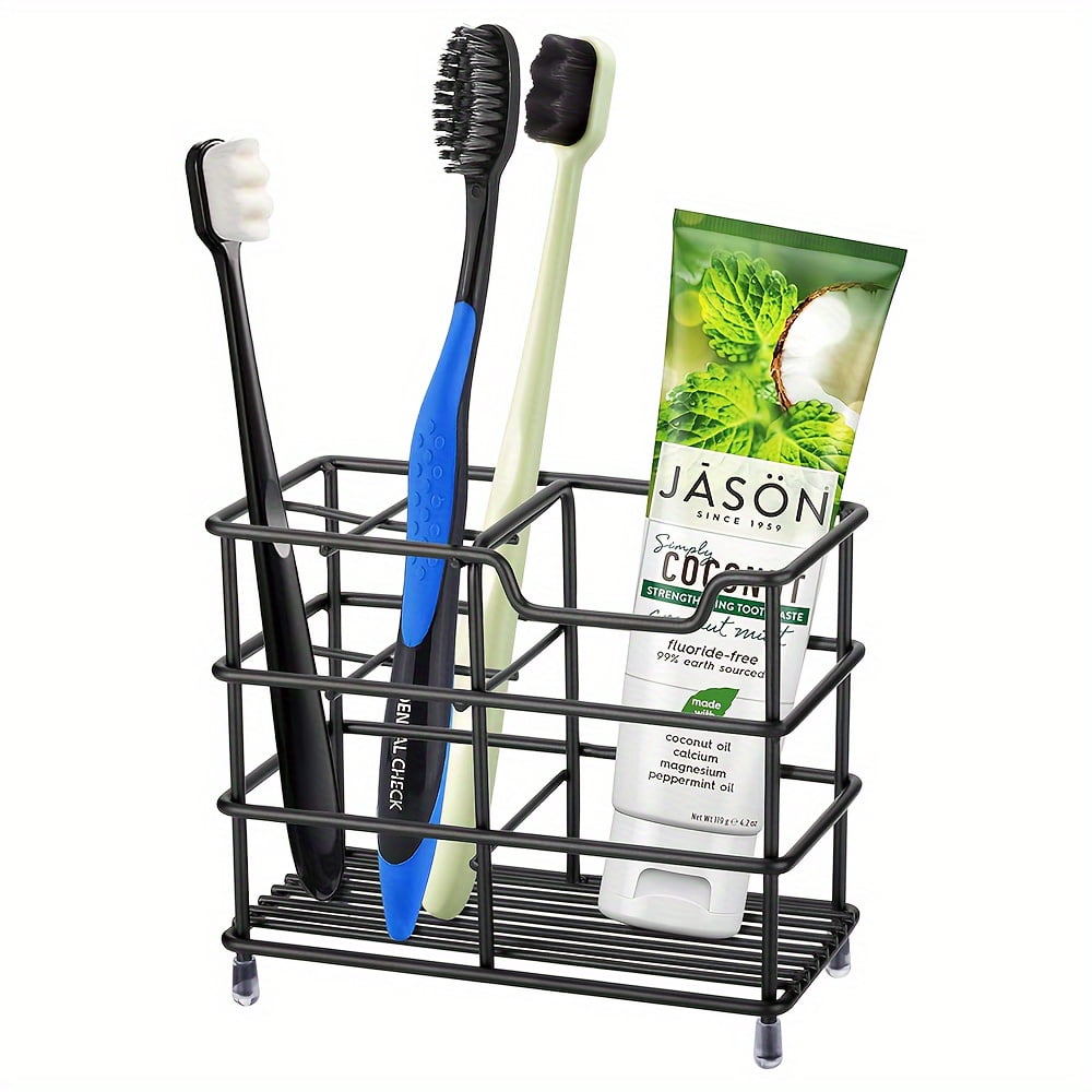 Black Stainless Steel Freestanding Toothbrush and Toothpaste Holder