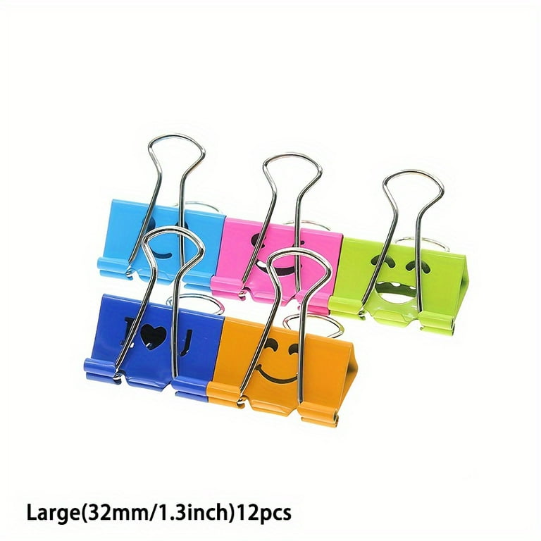 FDGHYTBF Happy Binder Paper Clips Binder Clips 12pcs Colored Metal Fun Clip Clamps With Cute Smile Face Assorted Color For Office Teacher Gifts And Kitchen Walmart