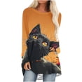 thumbnail image 1 of FDGIU 2025 Halloween Shirts Women Crewneck, Cute Ghost Pumpkin Graphic Casual Long Sleeve Tops, Loose Fit Pullover for Autumn Parties, 1 of 5