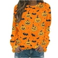 thumbnail image 1 of FDGIU 2025 Halloween Shirts Women Crewneck, Cute Ghost Pumpkin Graphic Casual Long Sleeve Tops, Loose Fit Pullover for Autumn Parties, 1 of 5