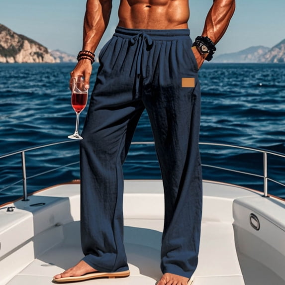 FDGIU 2025 Men's Casual Twill Pants - Trendy Sweatpants, Loose Fit Cuffed Joggers with Drawstring Waist, Fashion Casual Pockets Pants for Lounge and Outdoor