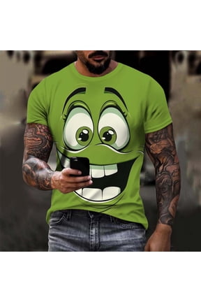 2025 Men's Halloween Graphic Tee; Funny Graffiti Crewneck T-Shirts, Loose Fit Short Sleeve Novelty Top, Dark Casual Halloween Shirt
