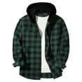 thumbnail image 1 of FDGIU 2025 Men's Hooded Flannel Shirt - Button Down Plaid Shacket, Fleece Lined Fall Jacket with Pockets, Fall Winter Top, 1 of 5
