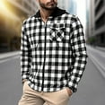 thumbnail image 1 of FDGIU 2025 Men's Hooded Flannel Shirt - Button Down Plaid Shacket, Fleece Lined Fall Jacket with Pockets, Fall Winter Top, 1 of 4