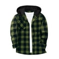 thumbnail image 1 of FDGIU 2025 Men's Hooded Flannel Shirt - Button Down Plaid Shacket, Fleece Lined Fall Jacket with Pockets, Fall Winter Top, 1 of 6