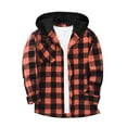 thumbnail image 1 of FDGIU 2025 Men's Hooded Flannel Shirt - Button Down Plaid Shacket, Fleece Lined Fall Jacket with Pockets, Fall Winter Top, 1 of 6