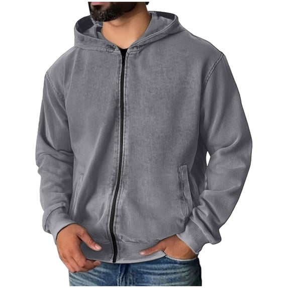 FDGIU 2025 Men's Zip Up Hoodie - Lightweight Workout Hooded Sweatshirt with Pockets, Athletic Streetwear Jacket for Gym Running, Fall Sports Outerwear