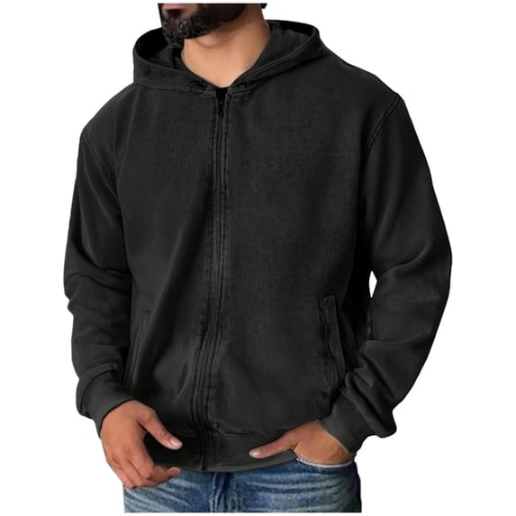 FDGIU 2025 Men's Zip Up Hoodie - Lightweight Workout Hooded Sweatshirt with Pockets, Athletic Streetwear Jacket for Gym Running, Fall Sports Outerwear