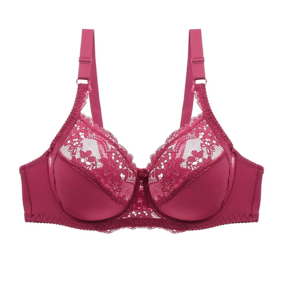 FDGIU 2025 Plus Size Women's Lacey Balconette Bra - Demi Half Cup Push Up, Underwire Low Cut with Light Padding & Wide Cushioned Straps