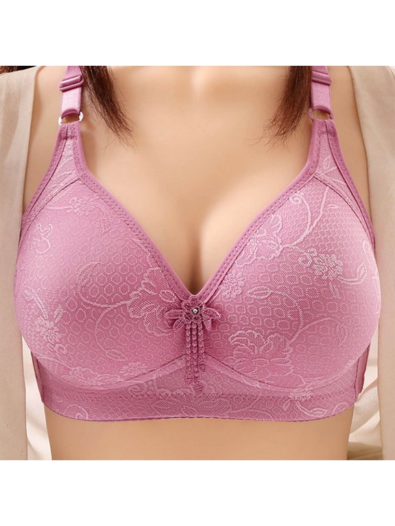 2025 Plus Size Women's Lacey Bras & Bralettes - Wireless Push Up Lingerie with Lift & Lace Trim, Seamless Full Coverage