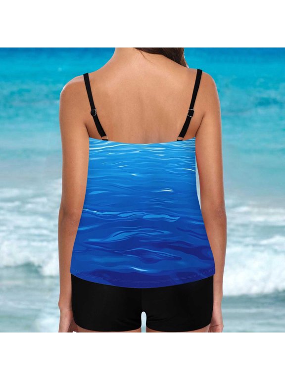 2025 Trendy Women's Floral Tankini Swimwear Set, Modest Athletic Bathing Suit with Shorts, Tummy Control Two Piece Swimsuits for Beach & Pool;High Waisted Swimsuit