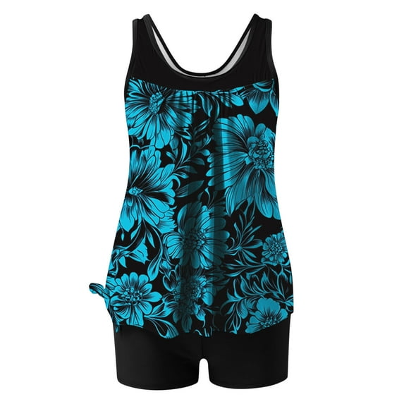 FDGIU 2025 Trendy Women's Floral Tankini Swimwear Set, Modest Athletic Bathing Suit with Shorts, Tummy Control Two Piece Swimsuits for Beach & Pool;High Waisted Swimsuit