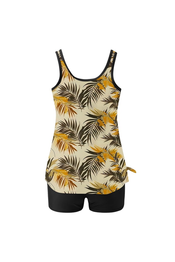 ‌2025 Trendy Women's Floral Tankini Swimwear Set, Modest Athletic Bathing Suit with Shorts, Tummy Control Two Piece Swimsuits for Beach & Pool;High Waisted Swimsuit