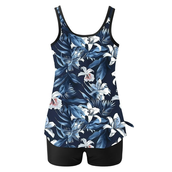 FDGIU 2025 Trendy Women's Floral Tankini Swimwear Set, Modest Athletic Bathing Suit with Shorts, Tummy Control Two Piece Swimsuits for Beach & Pool;High Waisted Swimsuit