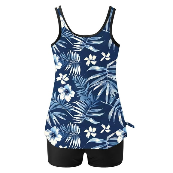 FDGIU 2025 Trendy Women's Floral Tankini Swimwear Set, Modest Athletic Bathing Suit with Shorts, Tummy Control Two Piece Swimsuits for Beach & Pool;High Waisted Swimsuit
